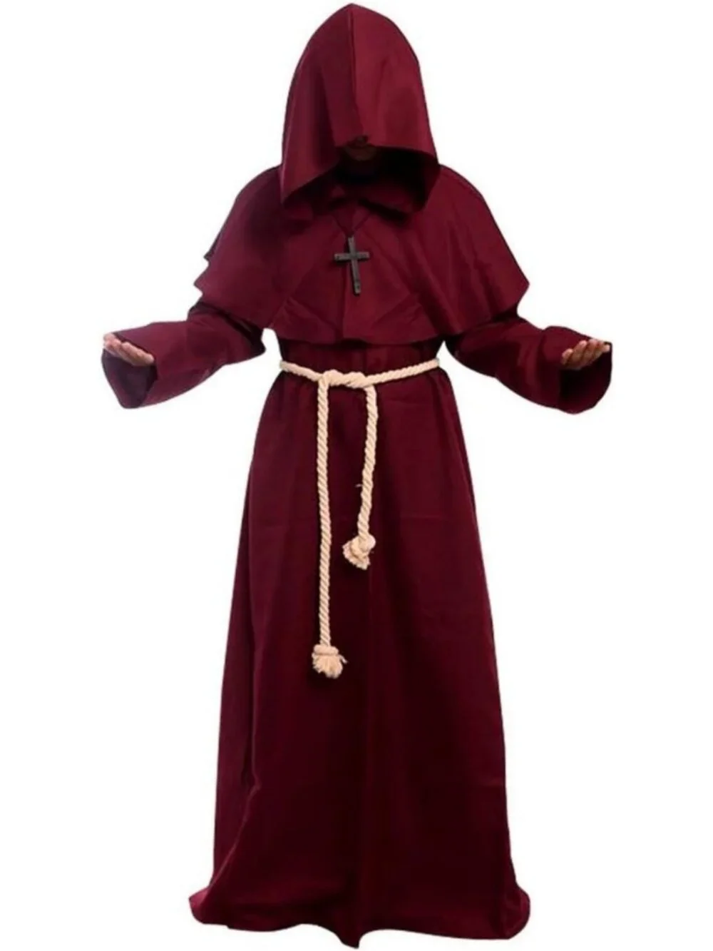 Medieval Hooded Monk Robe Costume | Renaissance Priest Cosplay Outfit